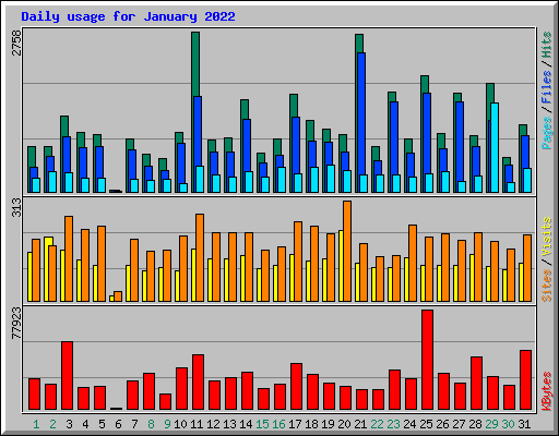 Daily usage for January 2022