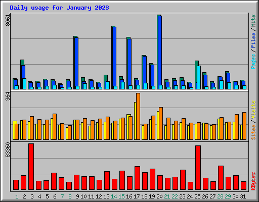 Daily usage for January 2023