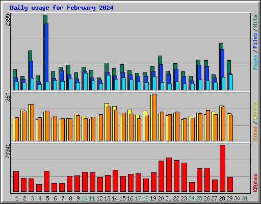 Daily usage for February 2024