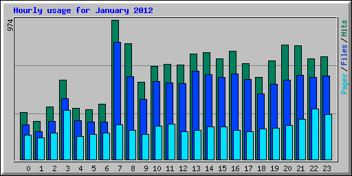 Hourly usage for January 2012