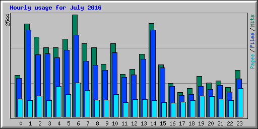 Hourly usage for July 2016