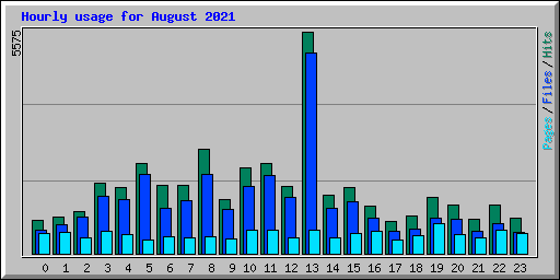 Hourly usage for August 2021