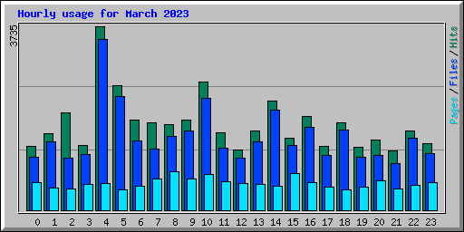 Hourly usage for March 2023