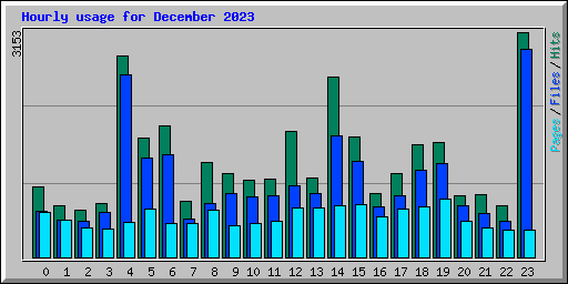 Hourly usage for December 2023